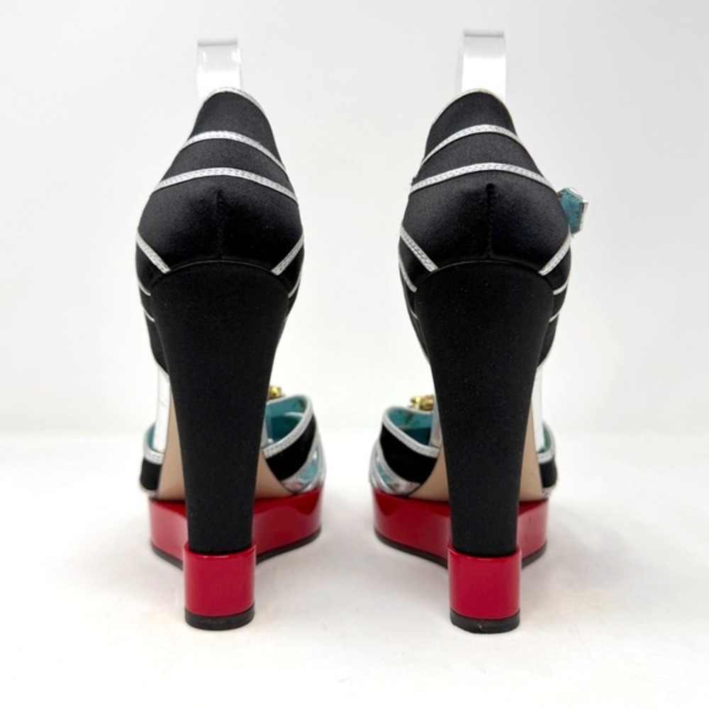 Gucci Mariska Platform Heels Black Runway Sandals 37.5 - Picture 6 of 10